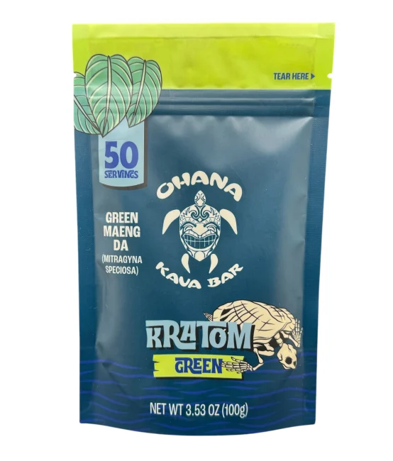 100 Grams Green Maeng Da Kratom Powder Front Of Bag