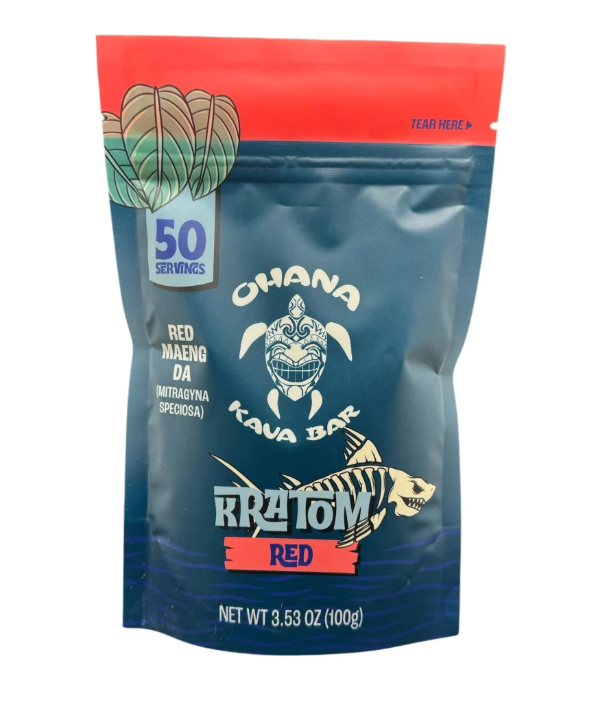Red Maeng Da Kratom Powder 100 Gram, Front Of Bag