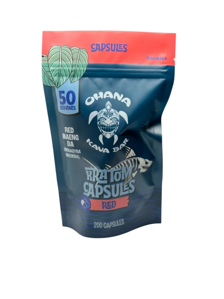 Red Kratom Capsules, Maeng Da 200 Count Bag
