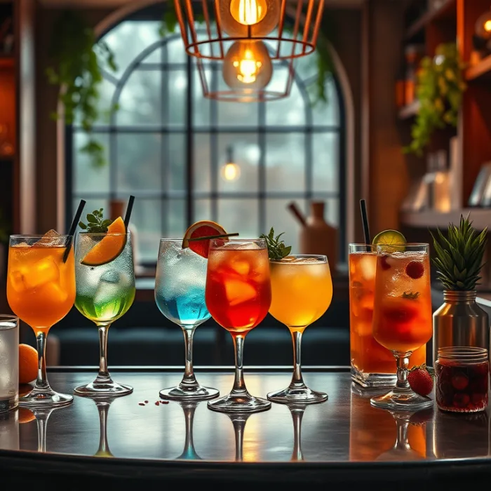 Dry January Mocktails On Table In Nice Room