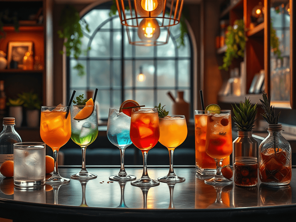 dry January mocktails on table in nice room
