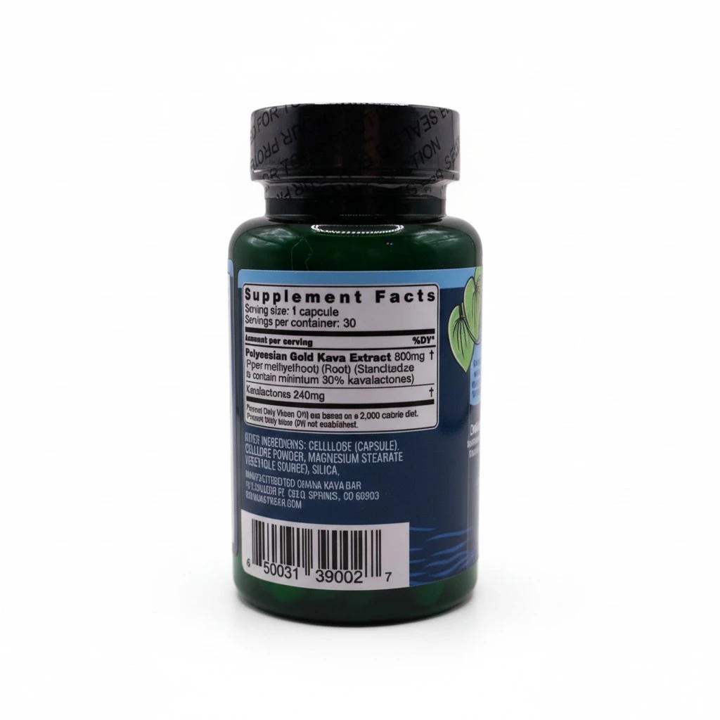 Kava Extract Capsules Bottle Supplement Facts