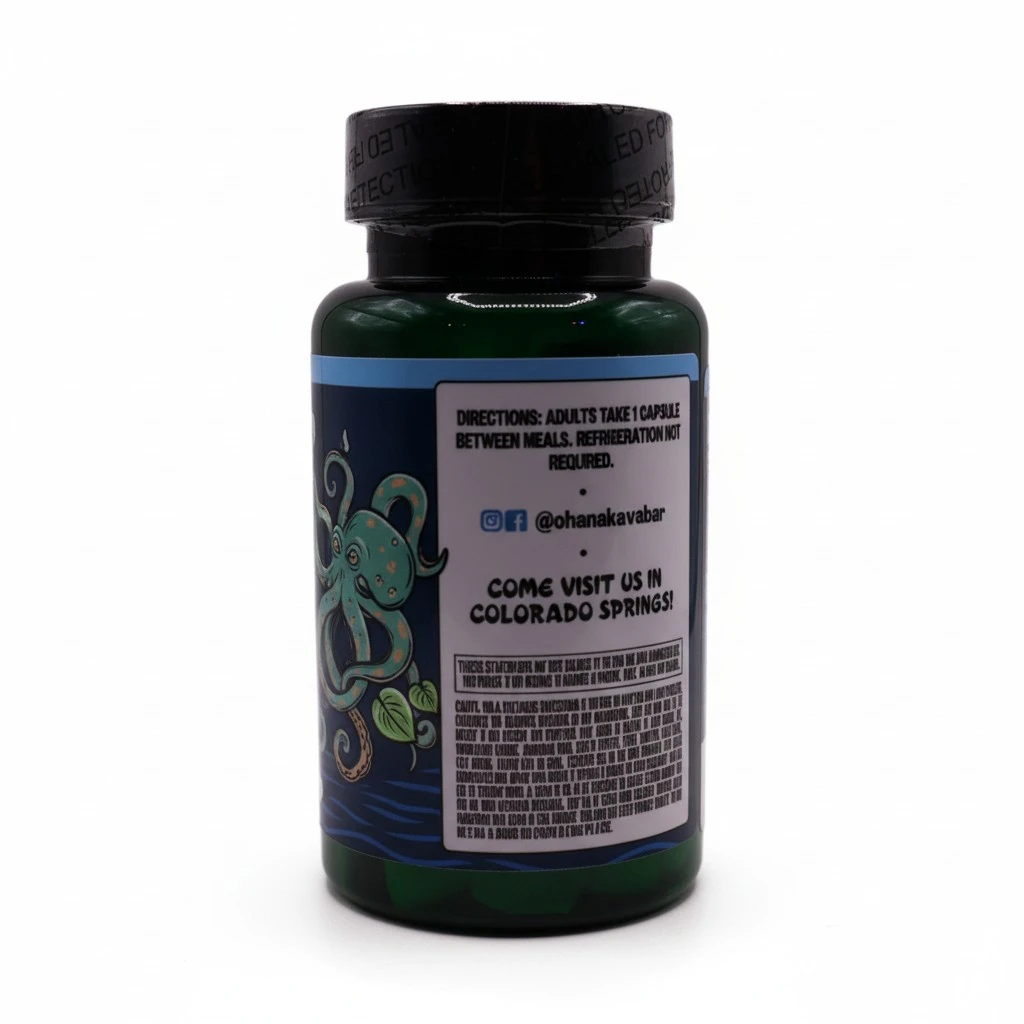 Kava Extract Capsules Bottle Side View